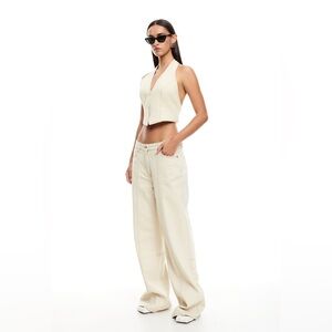 Lioness Cream High-Waist Wide-Leg Jeans